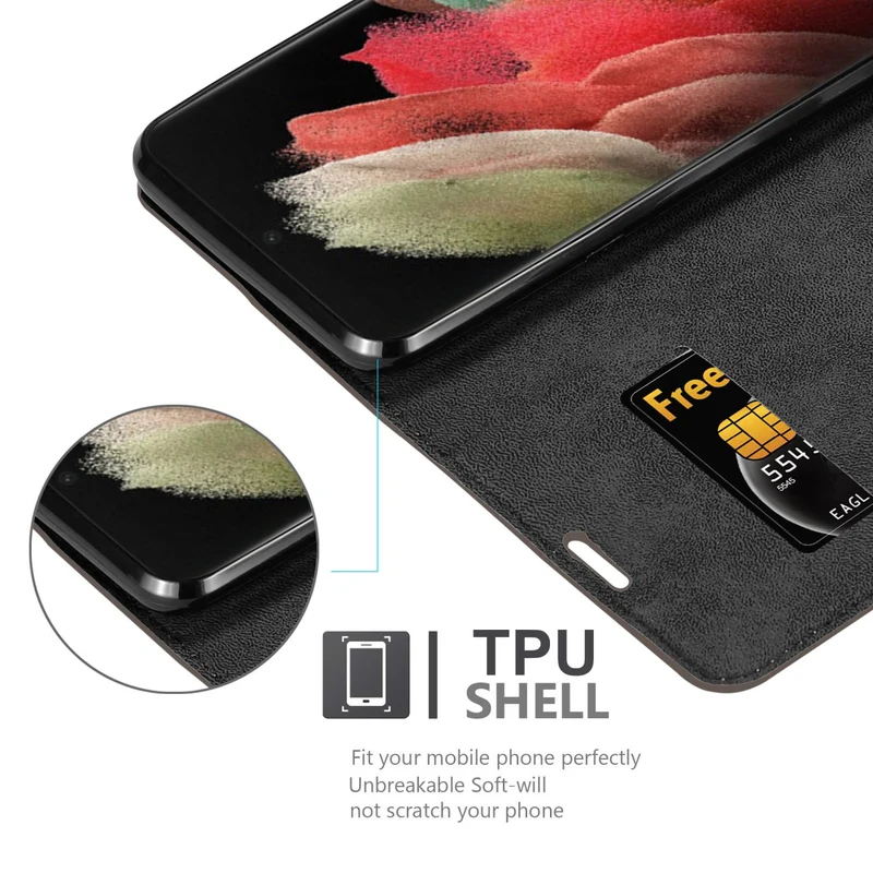 Cadorabo Hülle kompatibel mit Samsung Galaxy S22 ULTRA Schutzhülle mit Magnetverschluss, Standfunktion und Kartenfach