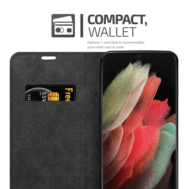 Cadorabo Hülle kompatibel mit Samsung Galaxy S22 ULTRA Schutzhülle mit Magnetverschluss, Standfunktion und Kartenfach