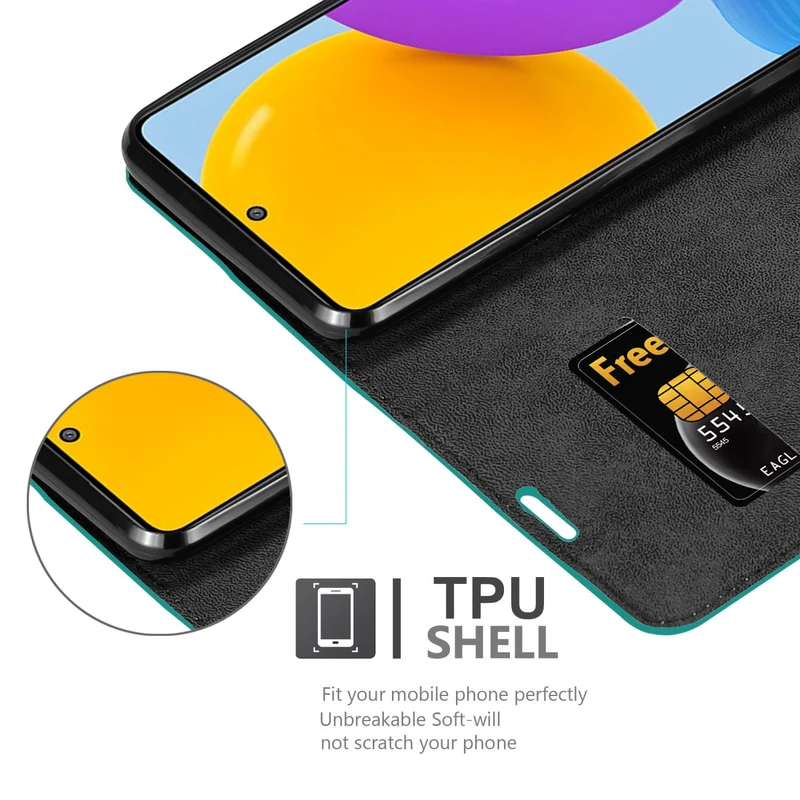 Cadorabo Hülle kompatibel mit Samsung Galaxy M52 5G Schutzhülle mit Magnetverschluss, Standfunktion und Kartenfach