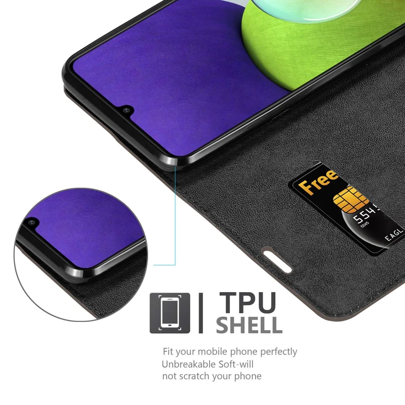 Cadorabo Hülle kompatibel mit Samsung Galaxy A22 4G / M22 / M32 4G Schutzhülle mit Magnetverschluss, Standfunktion und Kartenfach