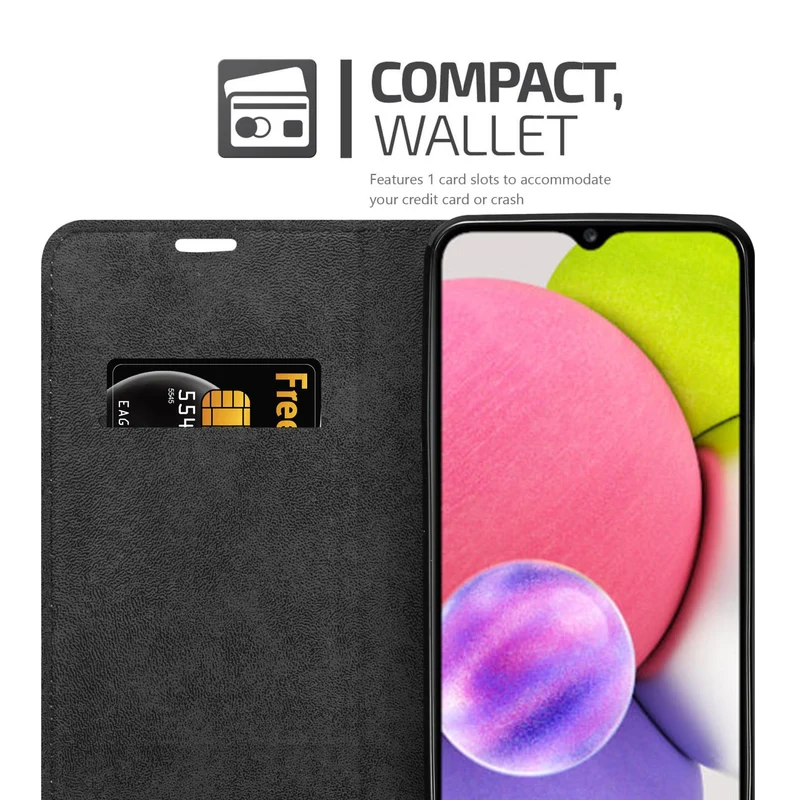 Cadorabo Hülle kompatibel mit Samsung Galaxy A03s Schutzhülle mit Magnetverschluss, Standfunktion und Kartenfach