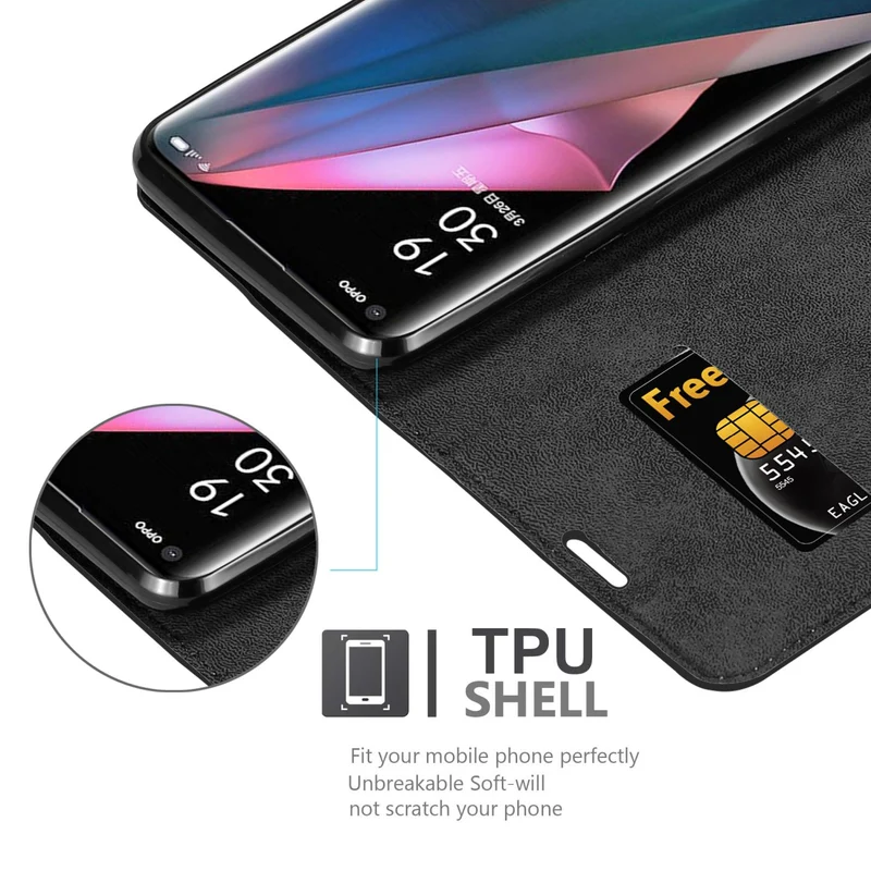 Cadorabo Hülle kompatibel mit Oppo FIND X3 PRO Schutzhülle mit Magnetverschluss, Standfunktion und Kartenfach