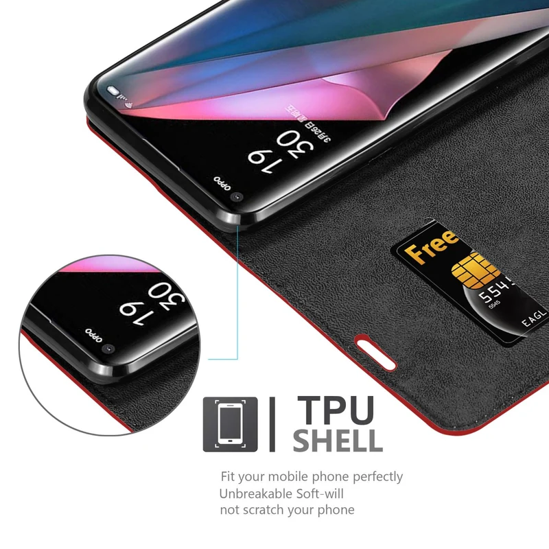 Cadorabo Hülle kompatibel mit Oppo FIND X3 PRO Schutzhülle mit Magnetverschluss, Standfunktion und Kartenfach