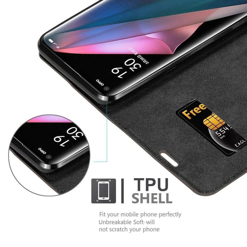 Cadorabo Hülle kompatibel mit Oppo FIND X3 PRO Schutzhülle mit Magnetverschluss, Standfunktion und Kartenfach