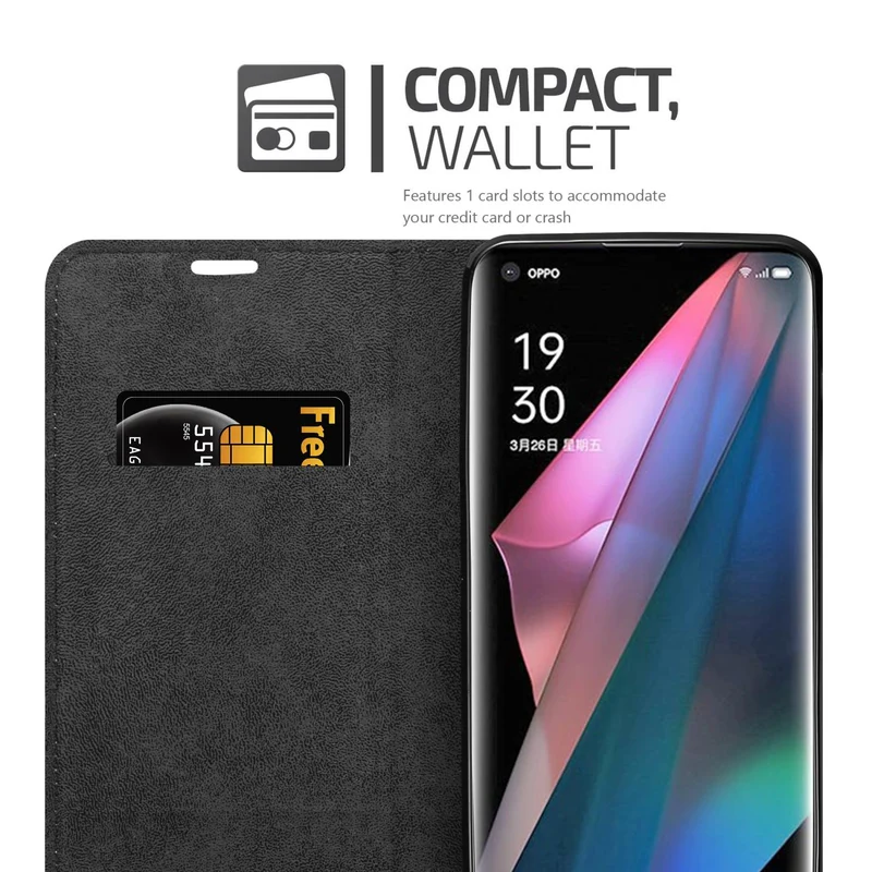 Cadorabo Hülle kompatibel mit Oppo FIND X3 PRO Schutzhülle mit Magnetverschluss, Standfunktion und Kartenfach