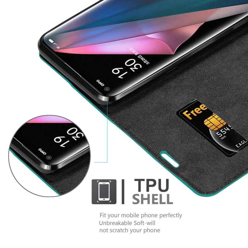 Cadorabo Hülle kompatibel mit Oppo FIND X3 PRO Schutzhülle mit Magnetverschluss, Standfunktion und Kartenfach