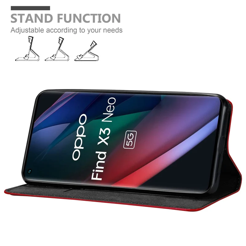 Cadorabo Hülle kompatibel mit Oppo FIND X3 NEO Schutzhülle mit Magnetverschluss, Standfunktion und Kartenfach
