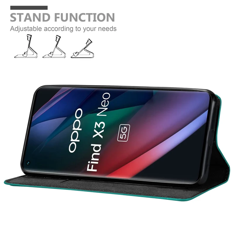 Cadorabo Hülle kompatibel mit Oppo FIND X3 NEO Schutzhülle mit Magnetverschluss, Standfunktion und Kartenfach