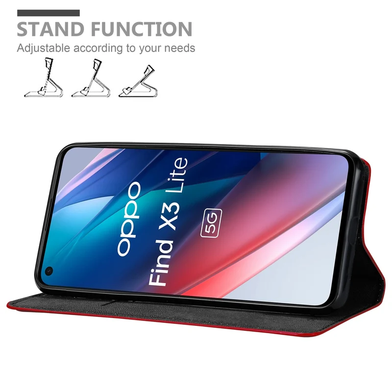 Cadorabo Hülle kompatibel mit Oppo FIND X3 LITE Schutzhülle mit Magnetverschluss, Standfunktion und Kartenfach