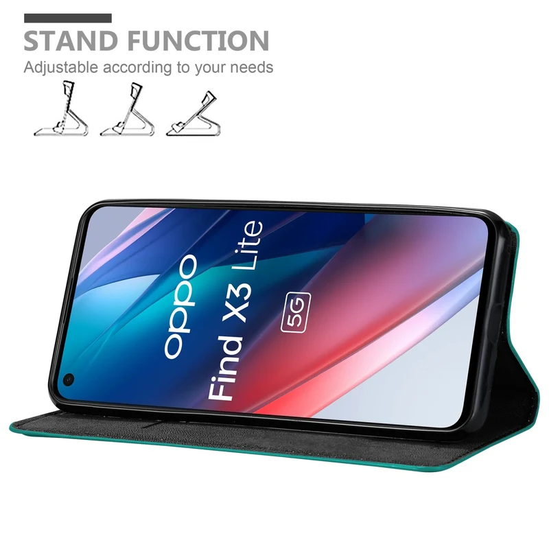 Cadorabo Hülle kompatibel mit Oppo FIND X3 LITE Schutzhülle mit Magnetverschluss, Standfunktion und Kartenfach