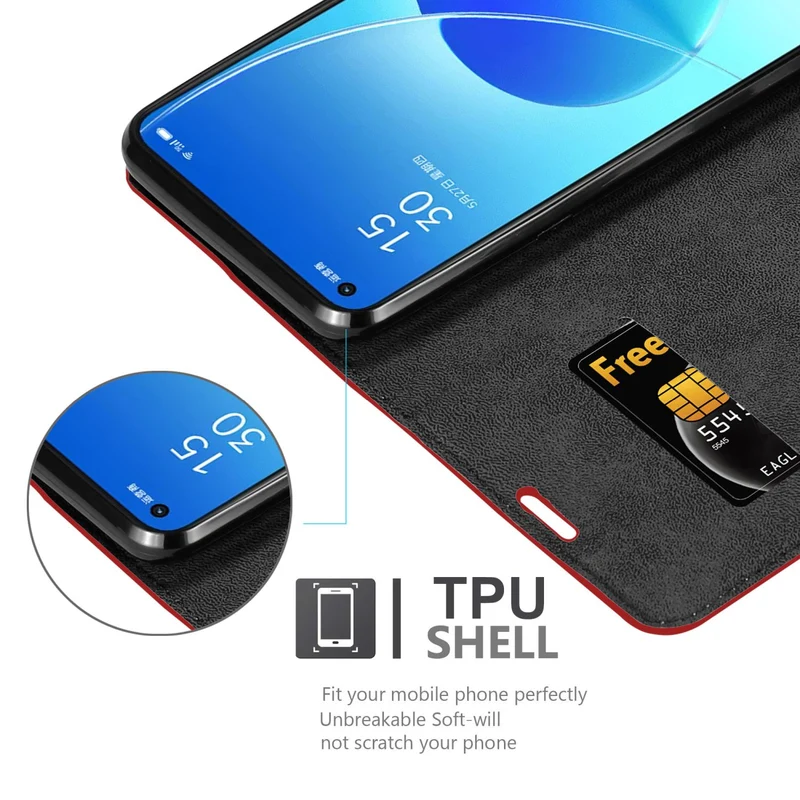 Cadorabo Hülle kompatibel mit Oppo Reno6 5G Schutzhülle mit Magnetverschluss, Standfunktion und Kartenfach
