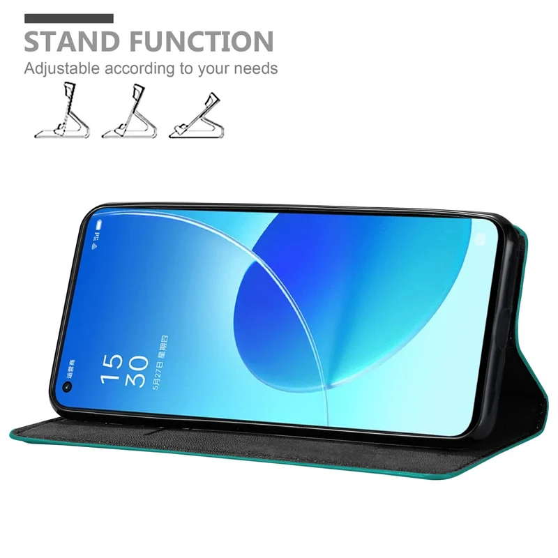 Cadorabo Hülle kompatibel mit Oppo Reno6 5G Schutzhülle mit Magnetverschluss, Standfunktion und Kartenfach