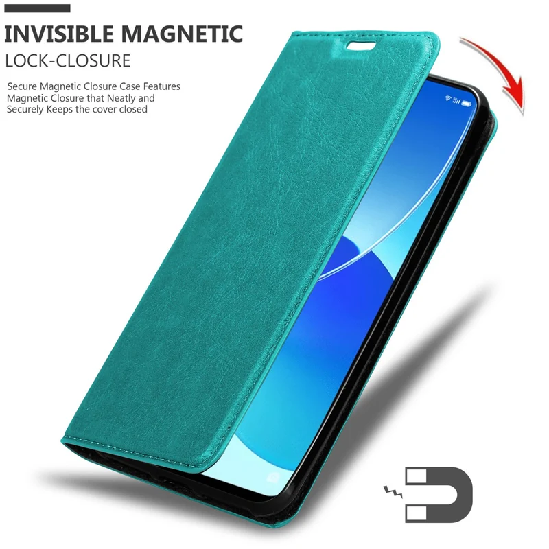 Cadorabo Hülle kompatibel mit Oppo Reno6 5G Schutzhülle mit Magnetverschluss, Standfunktion und Kartenfach