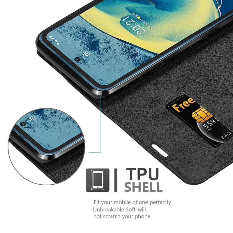 Cadorabo Hülle kompatibel mit Nokia XR20 Schutzhülle mit Magnetverschluss, Standfunktion und Kartenfach