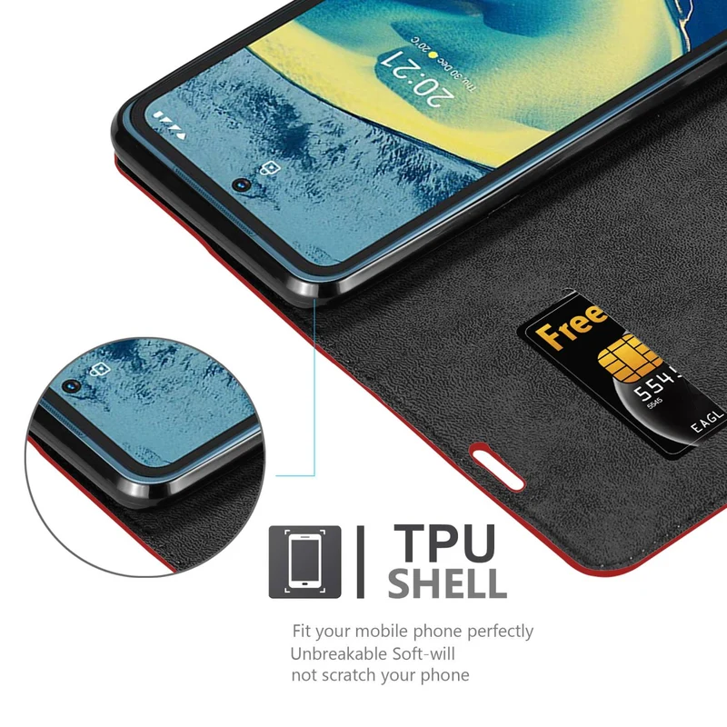 Cadorabo Hülle kompatibel mit Nokia XR20 Schutzhülle mit Magnetverschluss, Standfunktion und Kartenfach