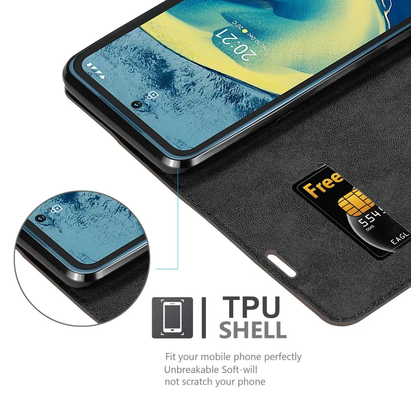 Cadorabo Hülle kompatibel mit Nokia XR20 Schutzhülle mit Magnetverschluss, Standfunktion und Kartenfach