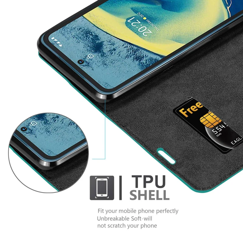 Cadorabo Hülle kompatibel mit Nokia XR20 Schutzhülle mit Magnetverschluss, Standfunktion und Kartenfach