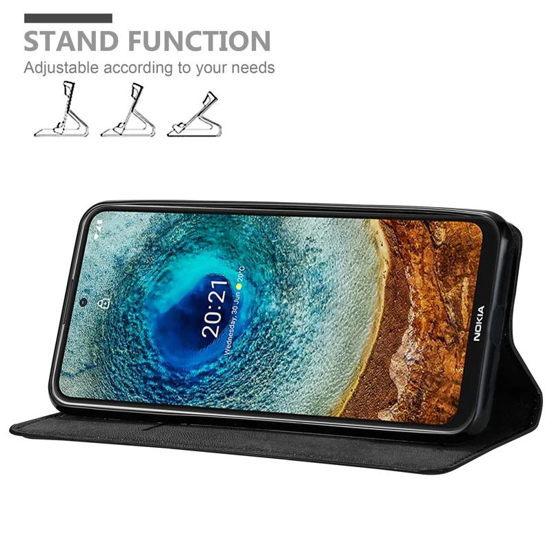 Cadorabo Hülle kompatibel mit Nokia X10 / X20 Schutzhülle mit Magnetverschluss, Standfunktion und Kartenfach