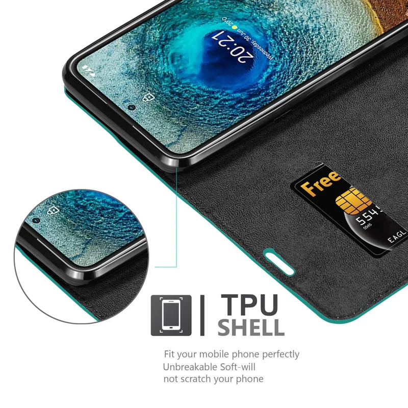 Cadorabo Hülle kompatibel mit Nokia X10 / X20 Schutzhülle mit Magnetverschluss, Standfunktion und Kartenfach