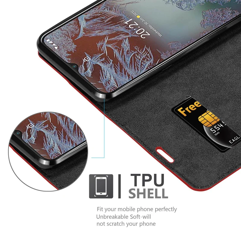 Cadorabo Hülle kompatibel mit Nokia G10 / G20 Schutzhülle mit Magnetverschluss, Standfunktion und Kartenfach
