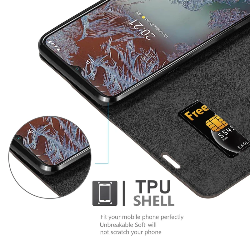Cadorabo Hülle kompatibel mit Nokia G10 / G20 Schutzhülle mit Magnetverschluss, Standfunktion und Kartenfach
