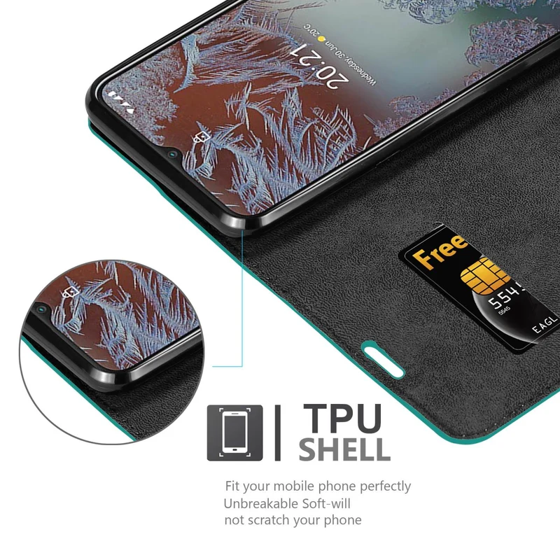 Cadorabo Hülle kompatibel mit Nokia G10 / G20 Schutzhülle mit Magnetverschluss, Standfunktion und Kartenfach