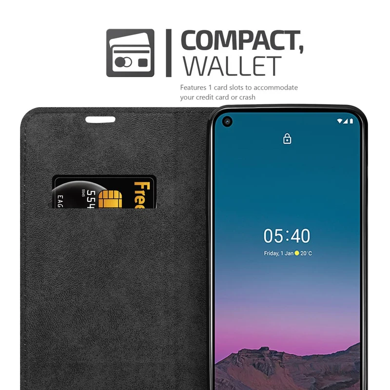 Cadorabo Hülle kompatibel mit Nokia 5,4 Schutzhülle mit Magnetverschluss, Standfunktion und Kartenfach