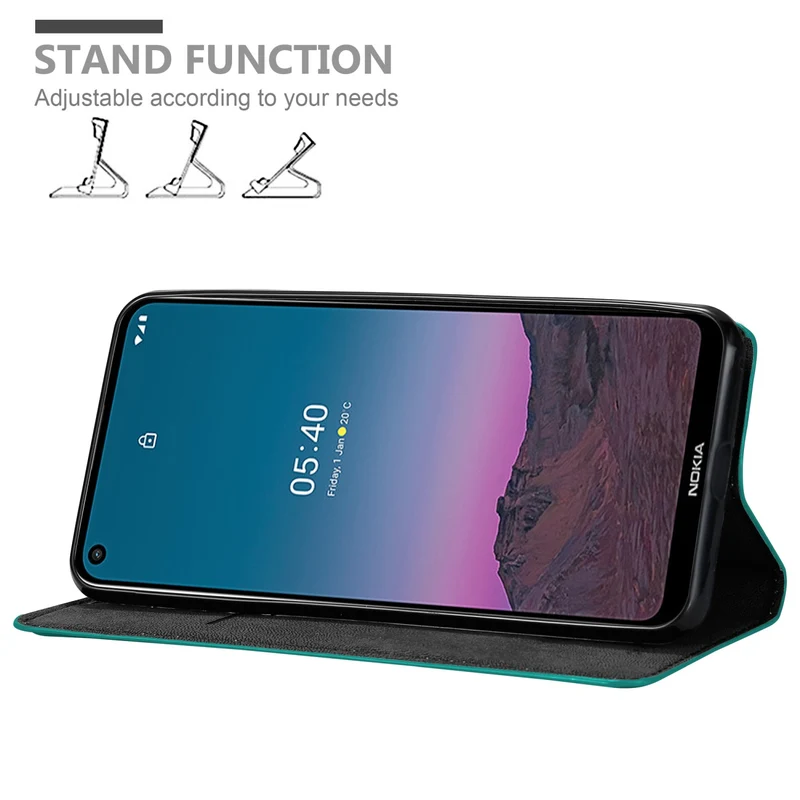 Cadorabo Hülle kompatibel mit Nokia 5,4 Schutzhülle mit Magnetverschluss, Standfunktion und Kartenfach