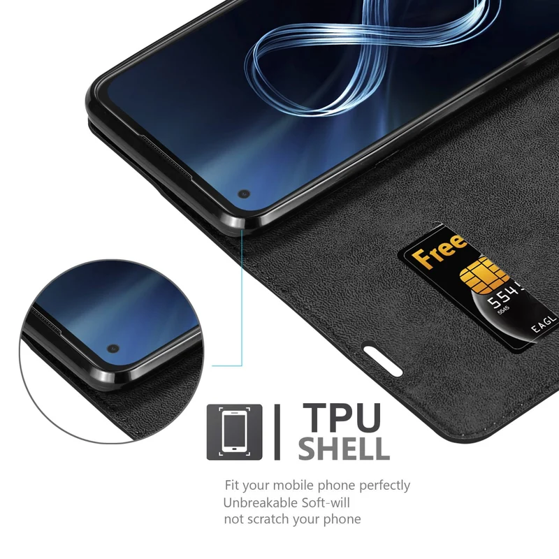 Cadorabo Hülle kompatibel mit Asus ZenFone 8 Schutzhülle mit Magnetverschluss, Standfunktion und Kartenfach