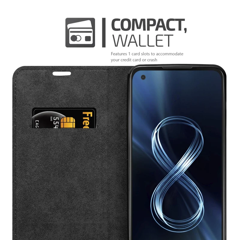 Cadorabo Hülle kompatibel mit Asus ZenFone 8 Schutzhülle mit Magnetverschluss, Standfunktion und Kartenfach