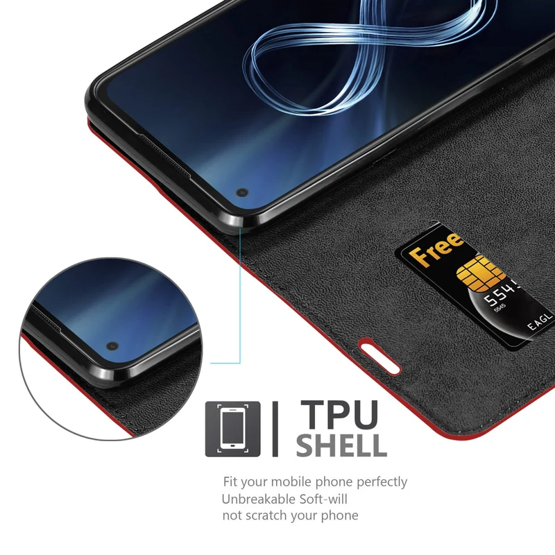 Cadorabo Hülle kompatibel mit Asus ZenFone 8 Schutzhülle mit Magnetverschluss, Standfunktion und Kartenfach