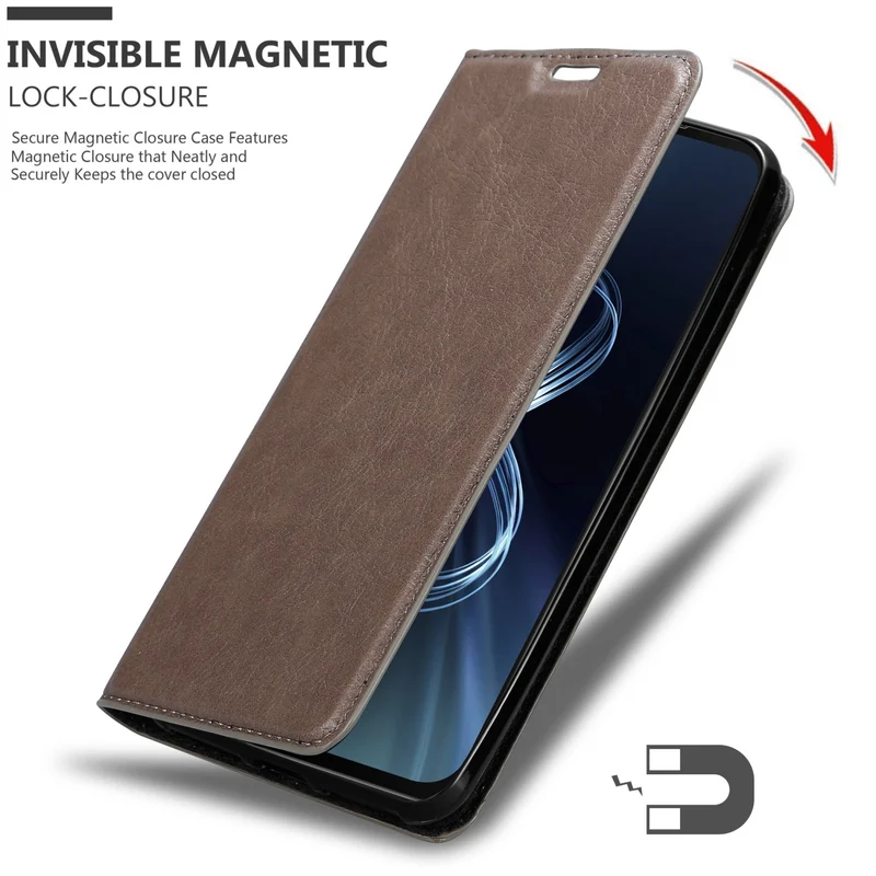 Cadorabo Hülle kompatibel mit Asus ZenFone 8 Schutzhülle mit Magnetverschluss, Standfunktion und Kartenfach