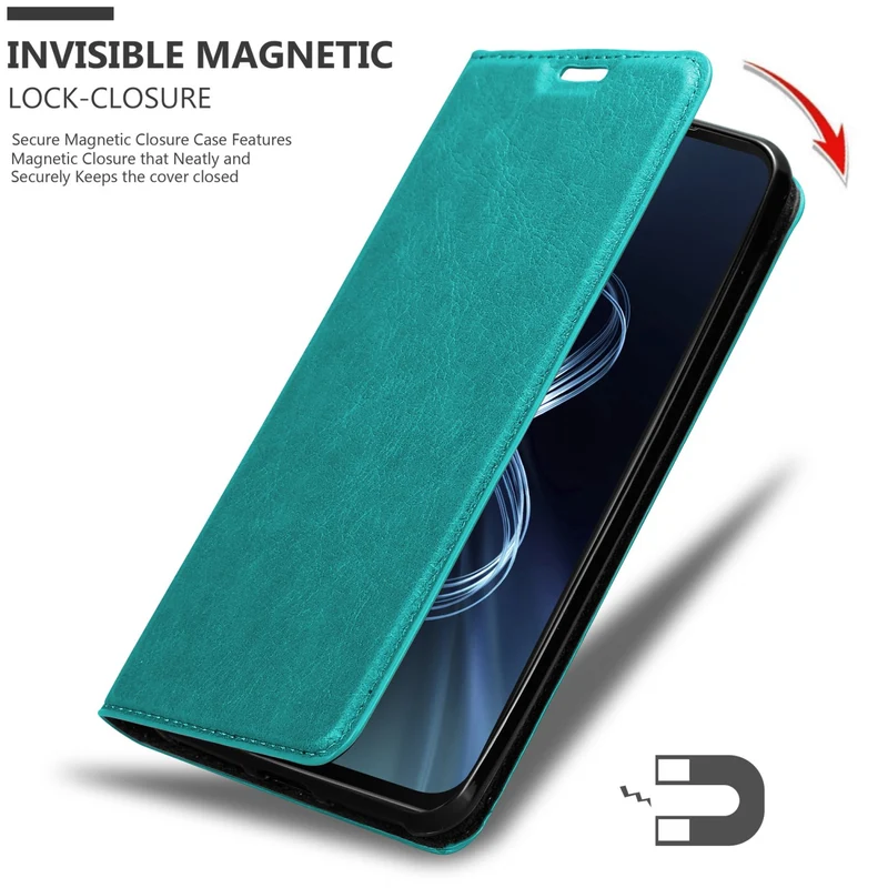 Cadorabo Hülle kompatibel mit Asus ZenFone 8 Schutzhülle mit Magnetverschluss, Standfunktion und Kartenfach