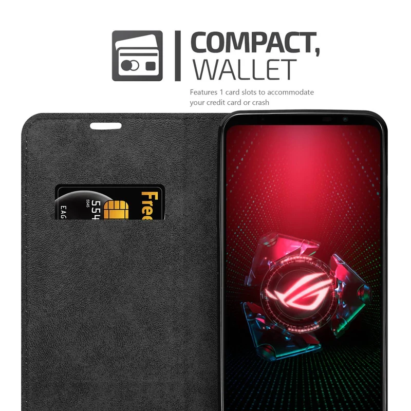 Cadorabo Hülle kompatibel mit Asus ROG Phone 5 Schutzhülle mit Magnetverschluss, Standfunktion und Kartenfach