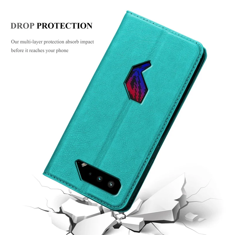 Cadorabo Hülle kompatibel mit Asus ROG Phone 5 Schutzhülle mit Magnetverschluss, Standfunktion und Kartenfach