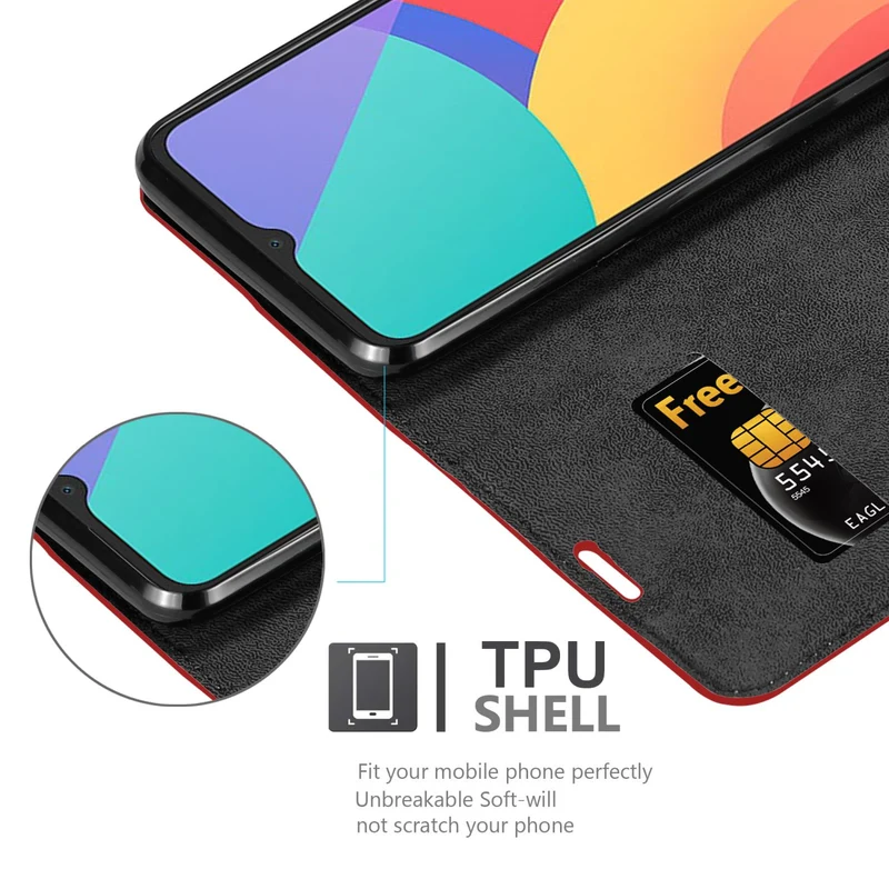 Cadorabo Hülle kompatibel mit Alcatel 1S 2021 / 3L 2021 Schutzhülle mit Magnetverschluss, Standfunktion und Kartenfach