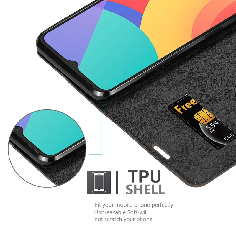 Cadorabo Hülle kompatibel mit Alcatel 1S 2021 / 3L 2021 Schutzhülle mit Magnetverschluss, Standfunktion und Kartenfach