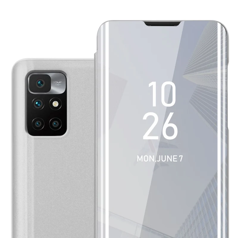 Cadorabo Hülle kompatibel mit Xiaomi RedMi 10 Clear View Spiegel Schutzhülle mit Standfunktion 360 Grad Schutz