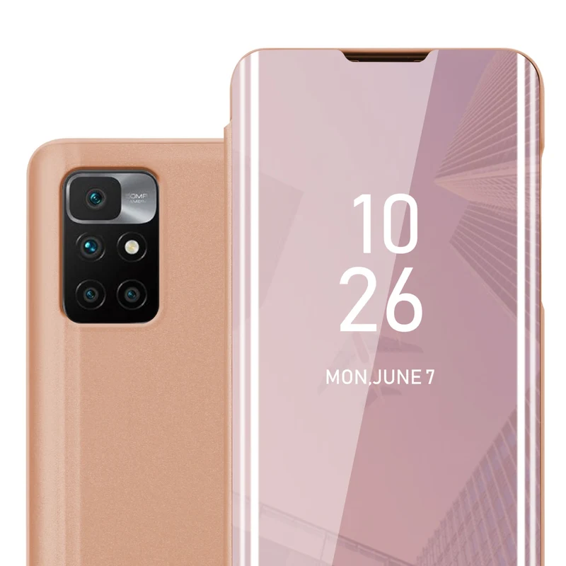 Cadorabo Hülle kompatibel mit Xiaomi RedMi 10 Clear View Spiegel Schutzhülle mit Standfunktion 360 Grad Schutz