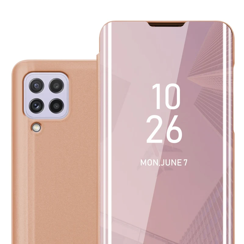 Cadorabo Hülle kompatibel mit Samsung Galaxy A22 4G / M22 / M32 4G Clear View Spiegel Schutzhülle mit Standfunktion 360 Grad Schutz