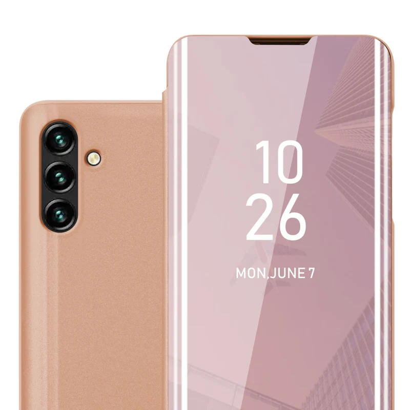Cadorabo Hülle kompatibel mit Samsung Galaxy A13 5G Clear View Spiegel Schutzhülle mit Standfunktion 360 Grad Schutz