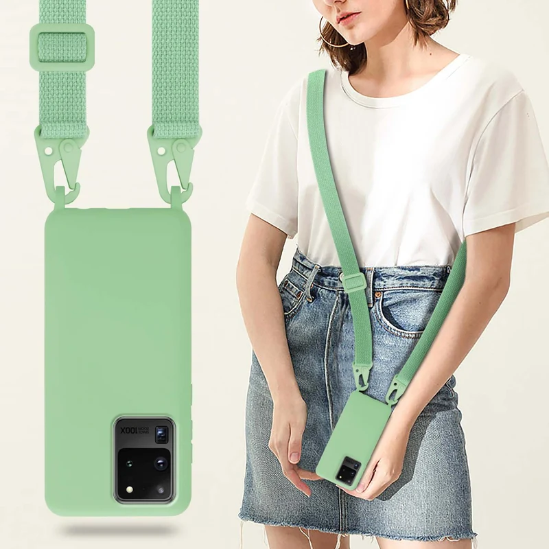 Cadorabo Handy Kette kompatibel mit Samsung Galaxy S20 ULTRA Silikon Schutzhülle mit längen verstellbaren Kordel Band