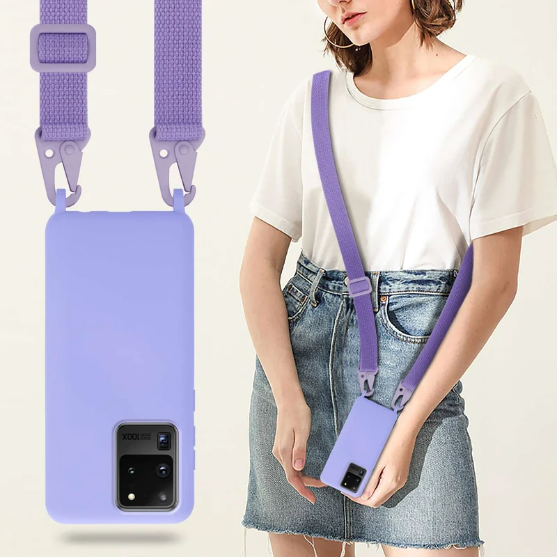 Cadorabo Handy Kette kompatibel mit Samsung Galaxy S20 ULTRA Silikon Schutzhülle mit längen verstellbaren Kordel Band