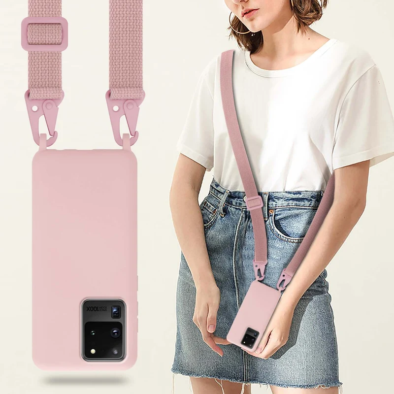 Cadorabo Handy Kette kompatibel mit Samsung Galaxy S20 ULTRA Silikon Schutzhülle mit längen verstellbaren Kordel Band