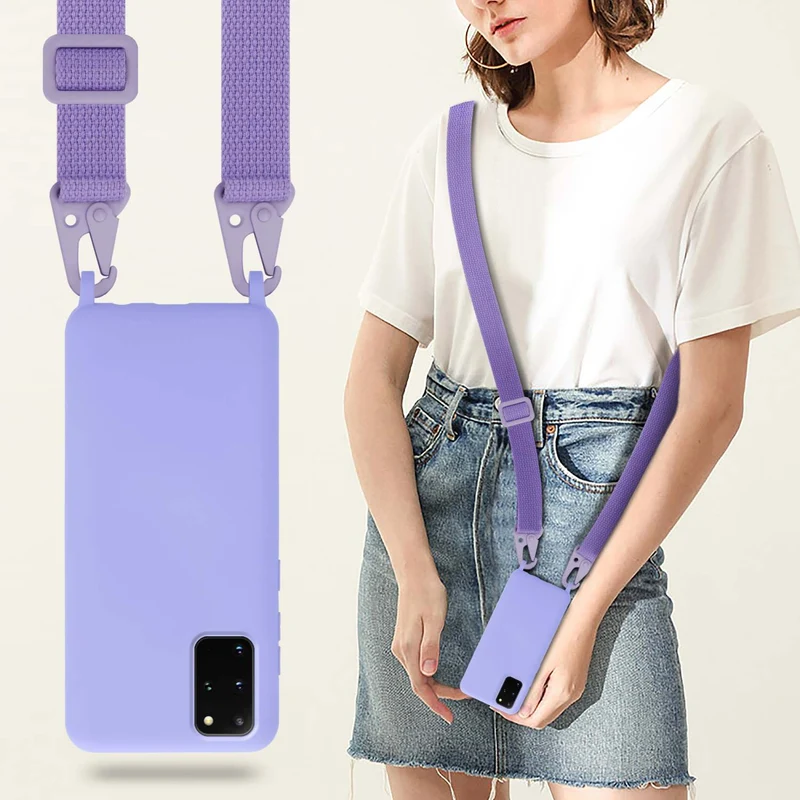Cadorabo Handy Kette kompatibel mit Samsung Galaxy S20 PLUS Silikon Schutzhülle mit längen verstellbaren Kordel Band