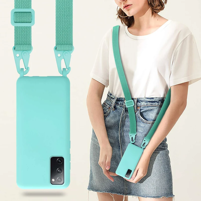 Cadorabo Handy Kette kompatibel mit Samsung Galaxy S20 FE Silikon Schutzhülle mit längen verstellbaren Kordel Band