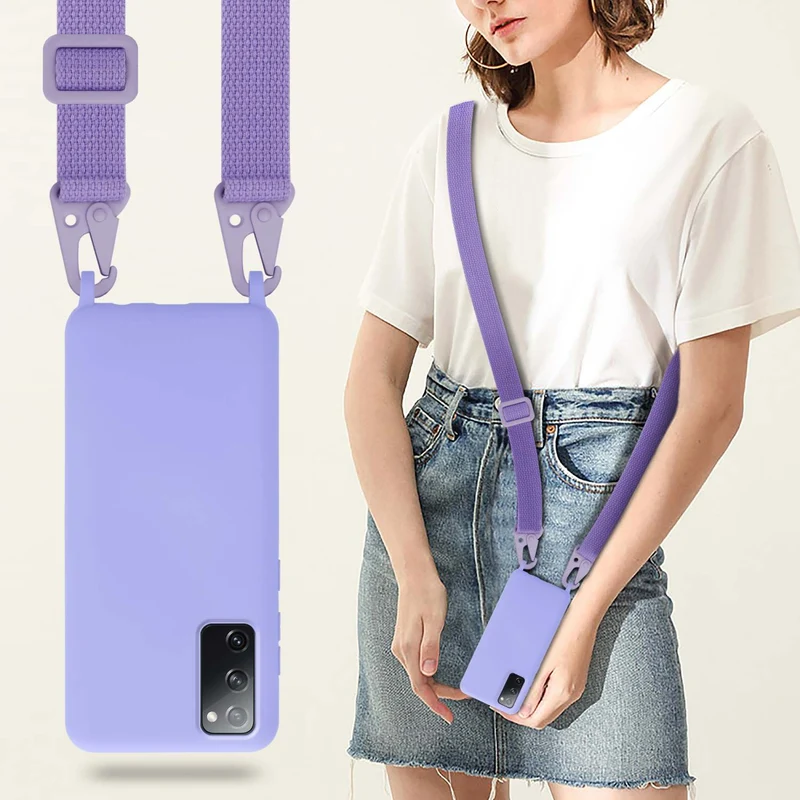 Cadorabo Handy Kette kompatibel mit Samsung Galaxy S20 FE Silikon Schutzhülle mit längen verstellbaren Kordel Band