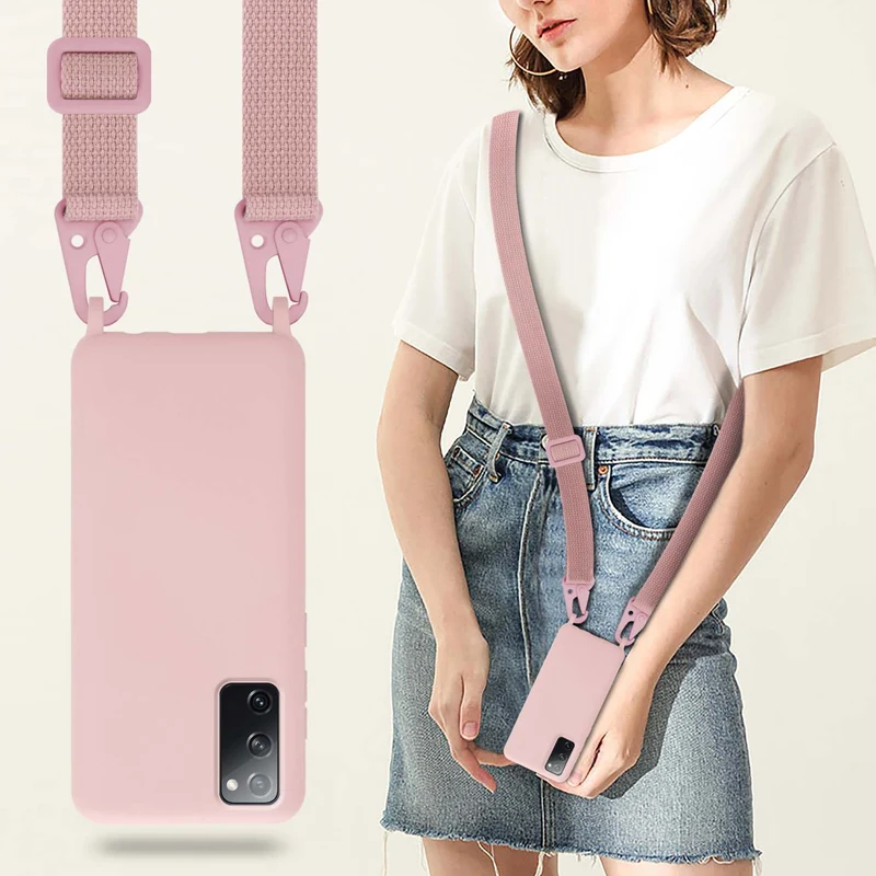 Cadorabo Handy Kette kompatibel mit Samsung Galaxy S20 FE Silikon Schutzhülle mit längen verstellbaren Kordel Band