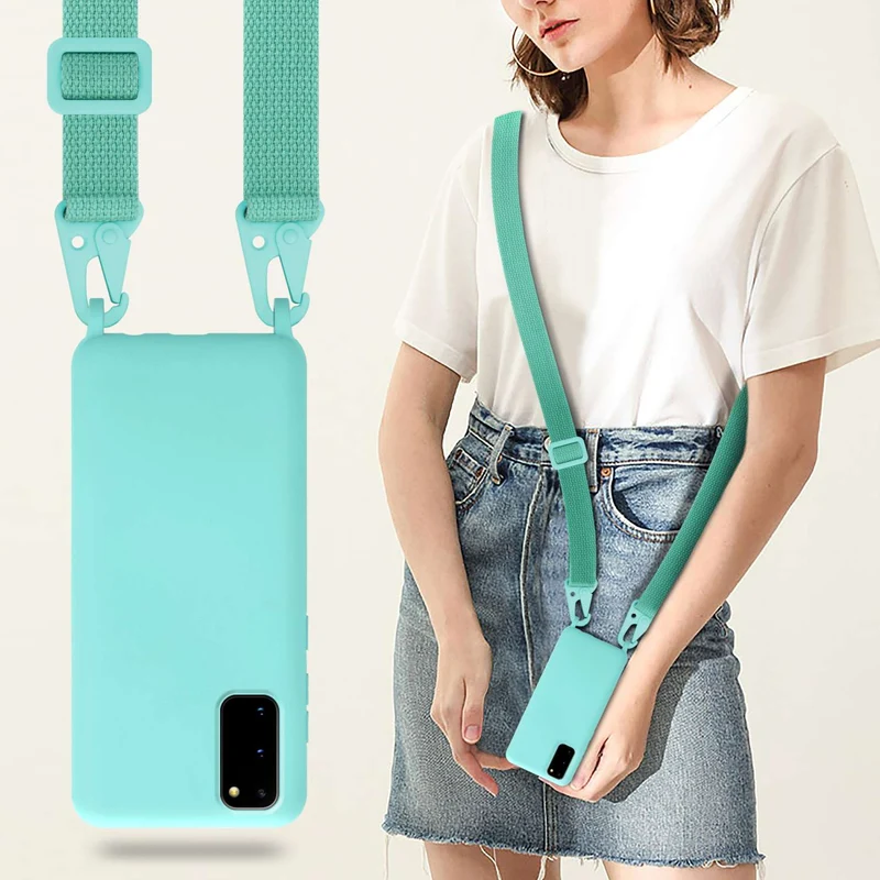 Cadorabo Handy Kette kompatibel mit Samsung Galaxy S20 Silikon Schutzhülle mit längen verstellbaren Kordel Band