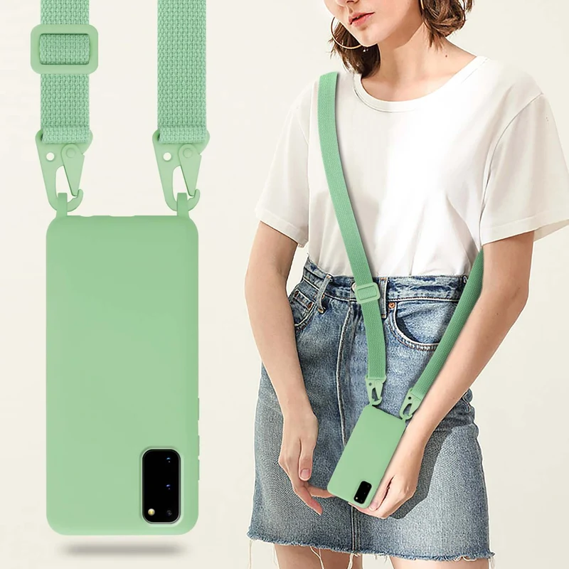 Cadorabo Handy Kette kompatibel mit Samsung Galaxy S20 Silikon Schutzhülle mit längen verstellbaren Kordel Band